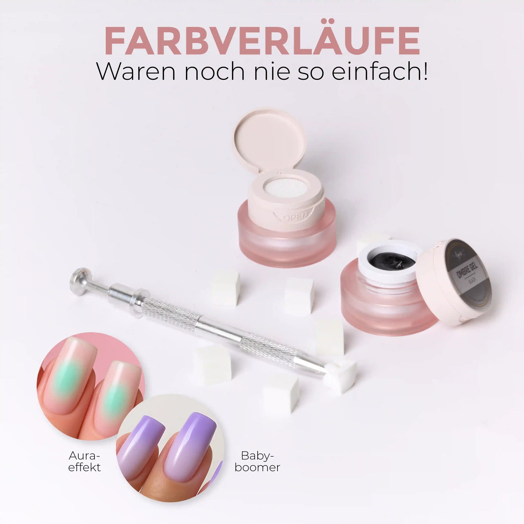 Ombre Babyboomer Gel · Glamarat 2g, Aura-Effekt, Babyboomer Gel, Farbverlauf, Ombre Gel, Ombre Verlauf, Verlauf für Nägel im Nageldesign & Nagelstudios