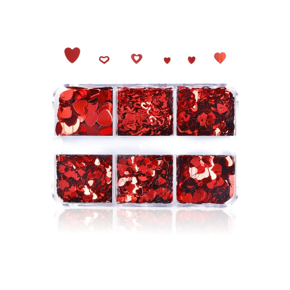 Rote Herzen · NailArt Einleger · 6er Display