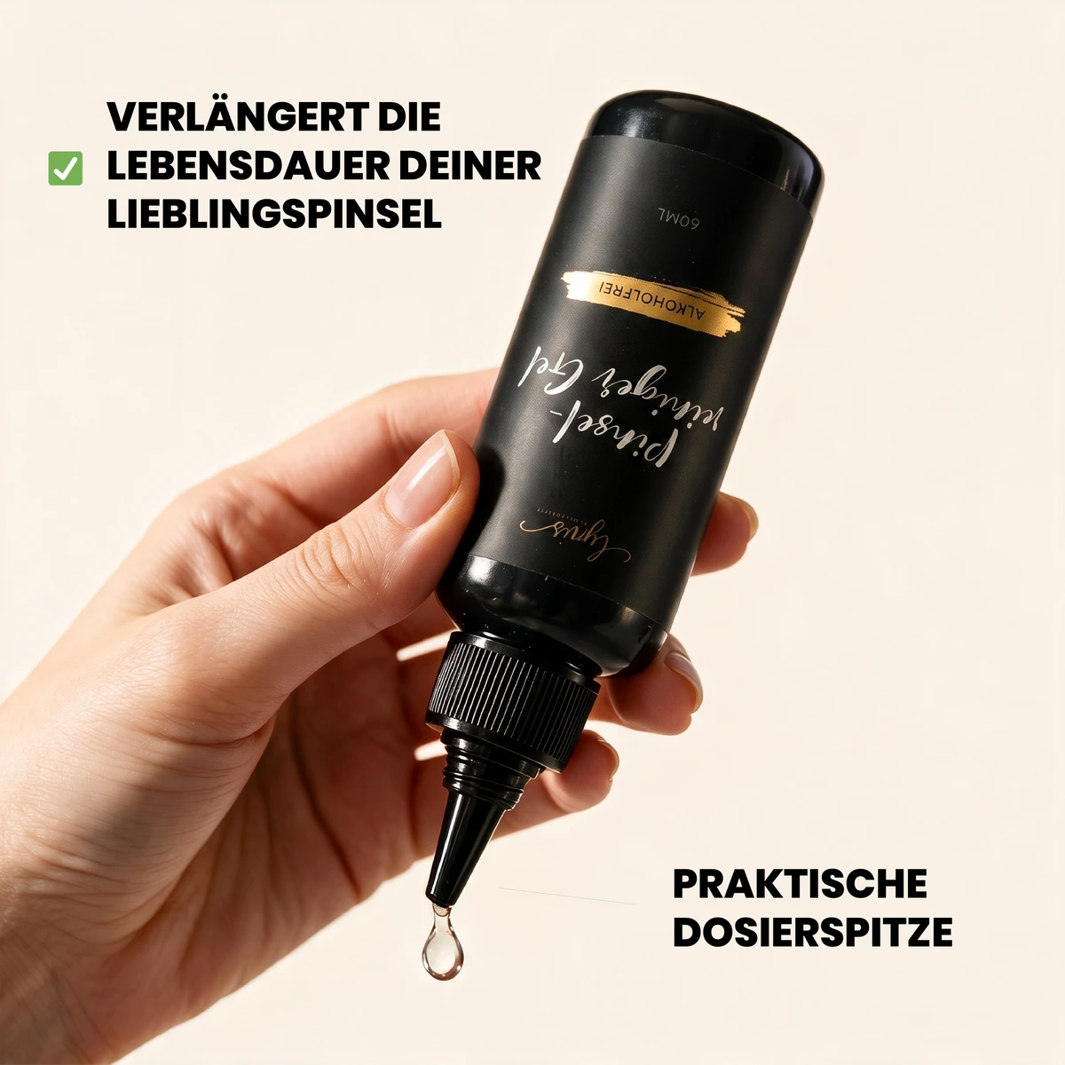Pinselreiniger Gel alkoholfrei · 60 ml, hidden, Pinselreiniger, Pinselreinigungsgel. Brush Cleaner für Nägel im Nageldesign & Nagelstudios