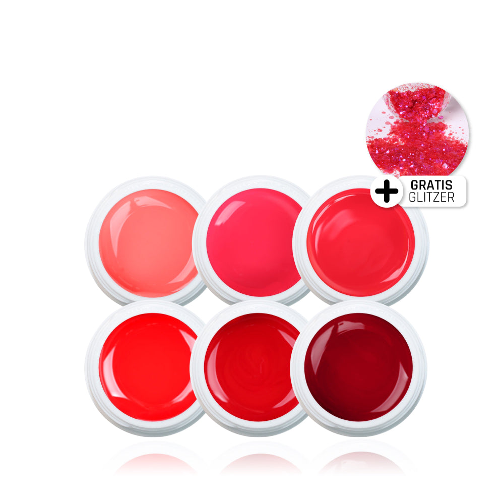Red Farbgel Set 6 Stück*, color gel, Farbe für Nägel, Gel Farben, Gelnägel Farbe, kit für Nägel im Nageldesign & Nagelstudios