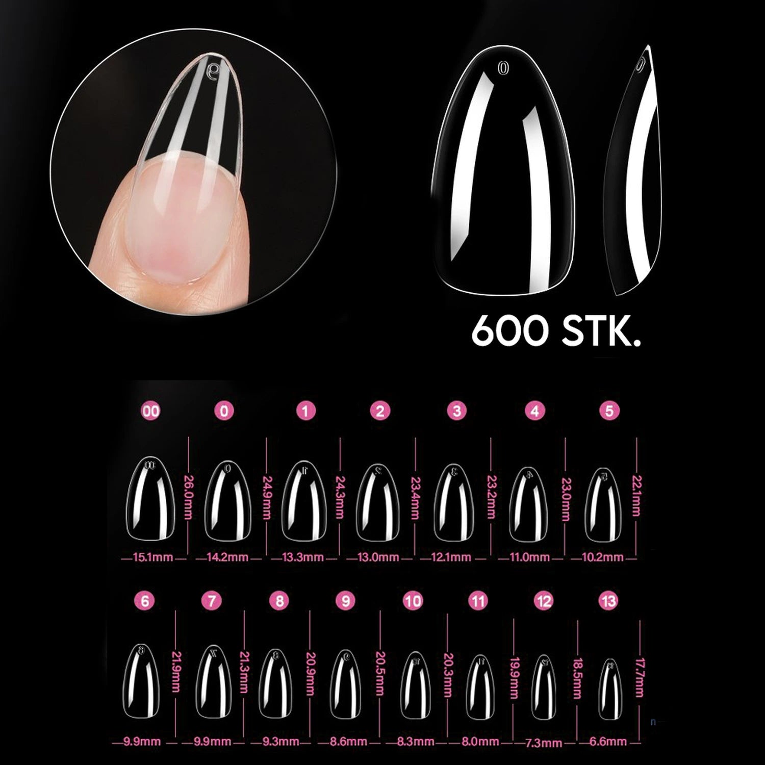 Mandel M · Sculpted Pressonnails · Soft Gel Tips,  für Nägel im Nageldesign & Nagelstudios