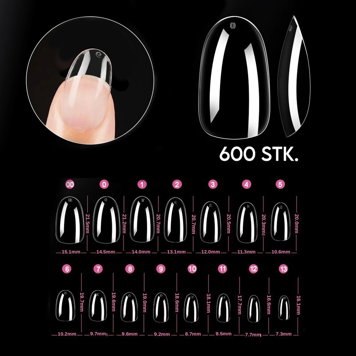 Rund S · Sculpted Pressonnails · Soft Gel Tips, aufdrück Nägel, click it tips, durchsichtig, gelx, hidden, klar, press on nails, press on nägel, soft gel tips für Nägel im Nageldesign & Nagelstudios