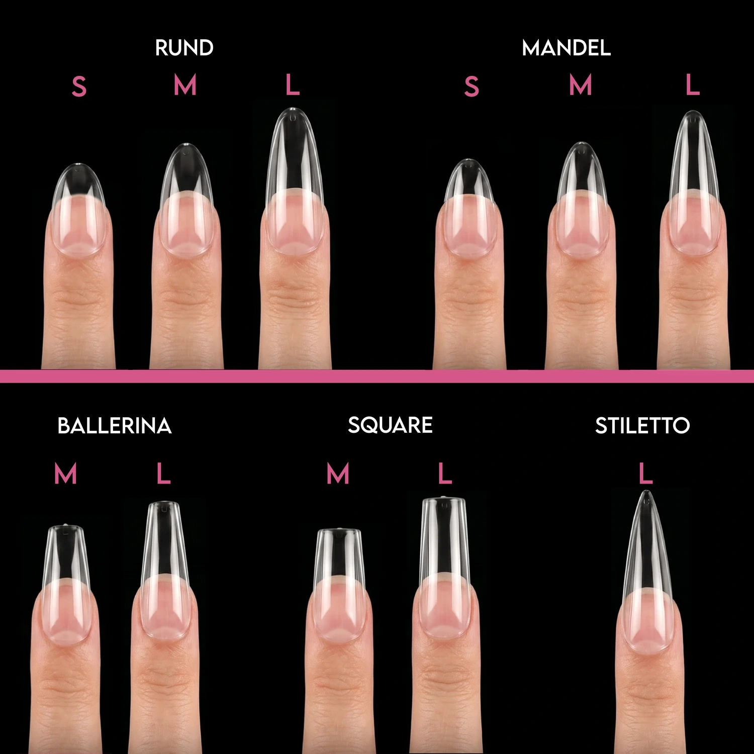 Mandel S · Sculpted Pressonnails · Soft Gel Tips, aufdrück Nägel, click it tips, durchsichtig, gelx, hidden, klar, press on nails, press on nägel, soft gel tips für Nägel im Nageldesign & Nagelstudios