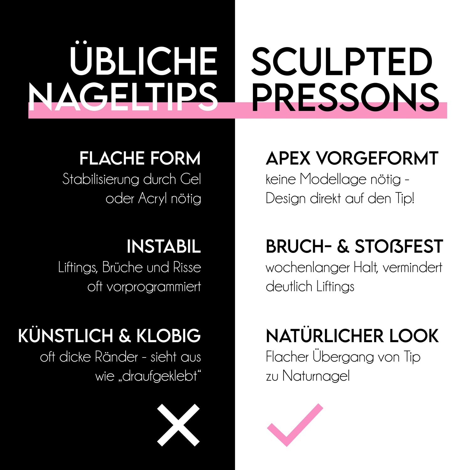 Square L · Sculpted Pressonnails · Soft Gel Tips, hidden für Nägel im Nageldesign & Nagelstudios