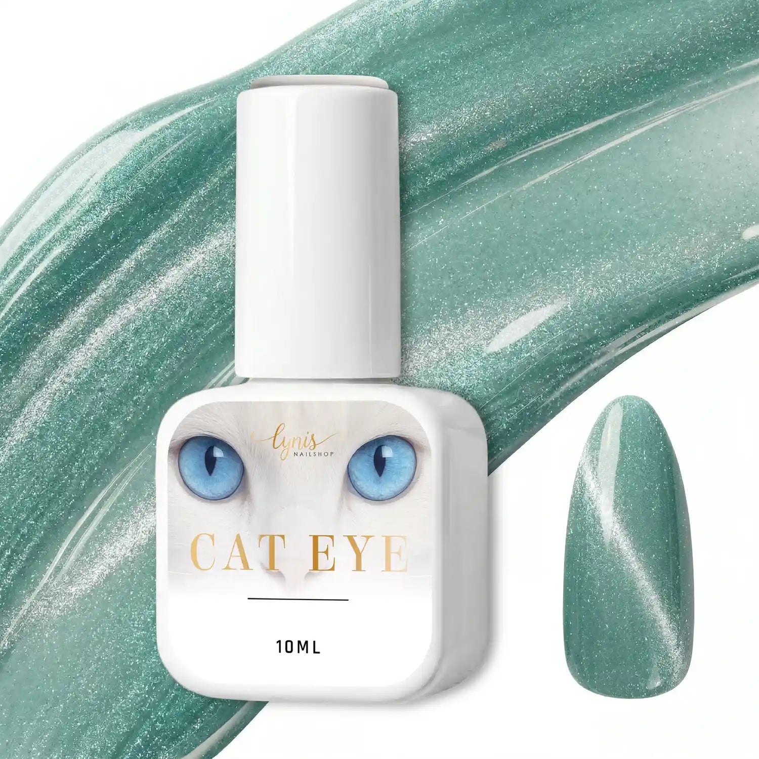 Shellac · Cat Eye Pastell Green 10ml, Effekt Lack, gel polish, Gellack, Magnet Lack, nail polish, uv lack für Nägel im Nageldesign & Nagelstudios
