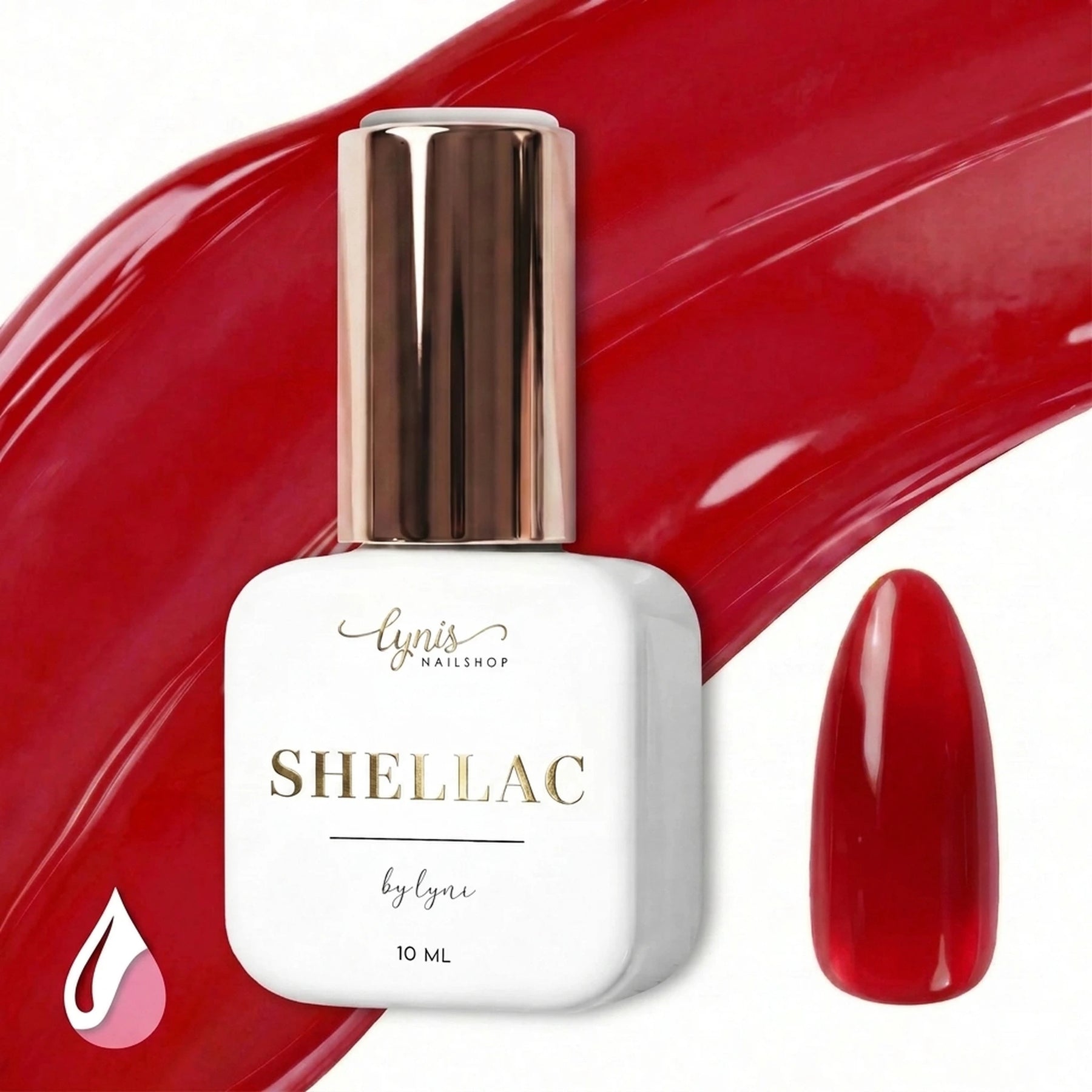 Shellac · Clear Red 10ml, gel polish, gellack, nail polish, rot, uv lack für Nägel im Nageldesign & Nagelstudios