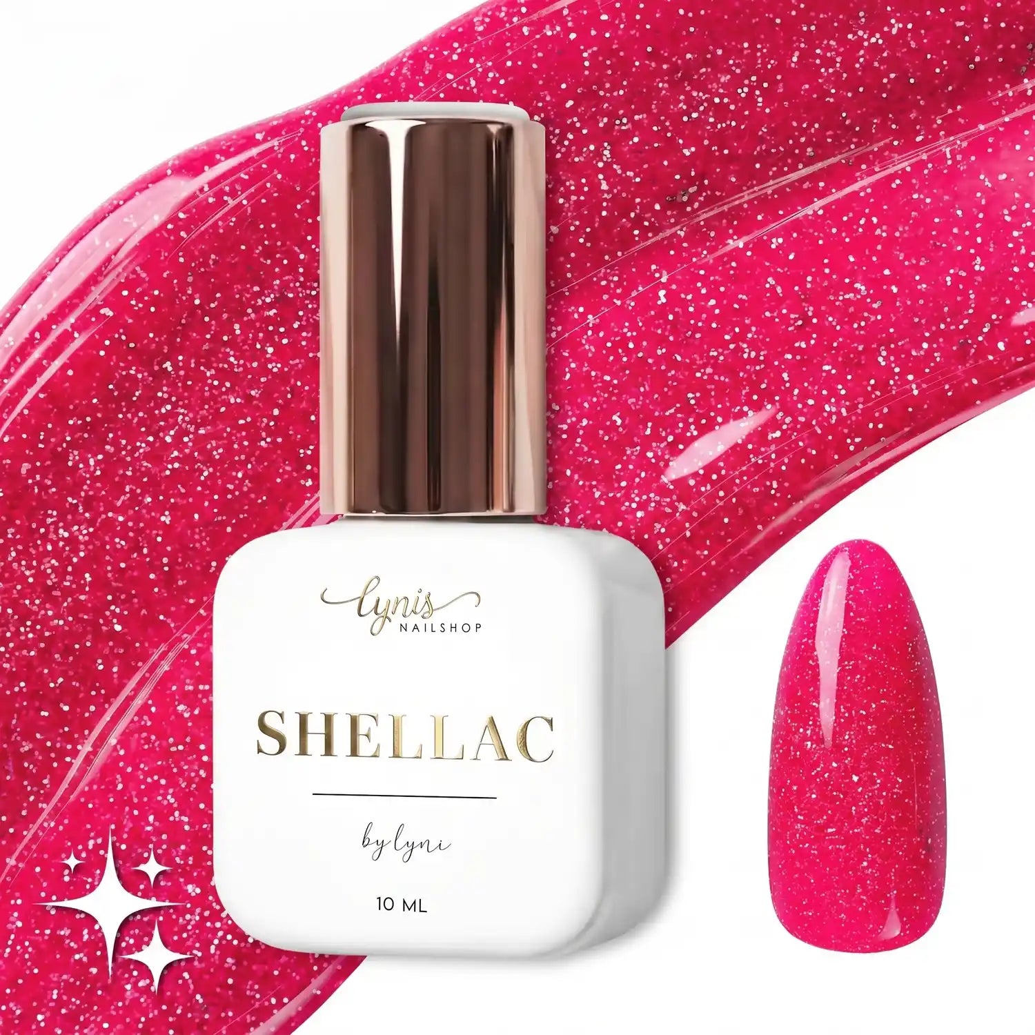 Shellac · Neon Reflective 07 · 10ml, bunt, disco, effekt Shellac, funkeln, gellack, gelpolish, glitter, glitzer, glitzer lacke, knallig, leuchtende farben, pink, reflektierend für Nägel im Nageldesign & Nagelstudios