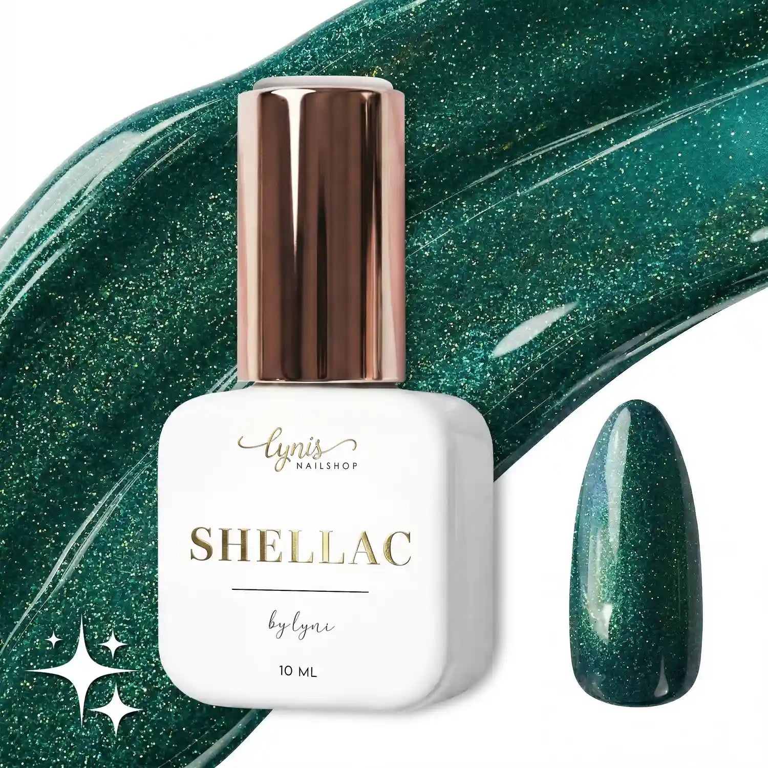 Shellac · Smaragd 10ml, gel polish, gellack, grün, nail polish, schimmer, uv lack für Nägel im Nageldesign & Nagelstudios