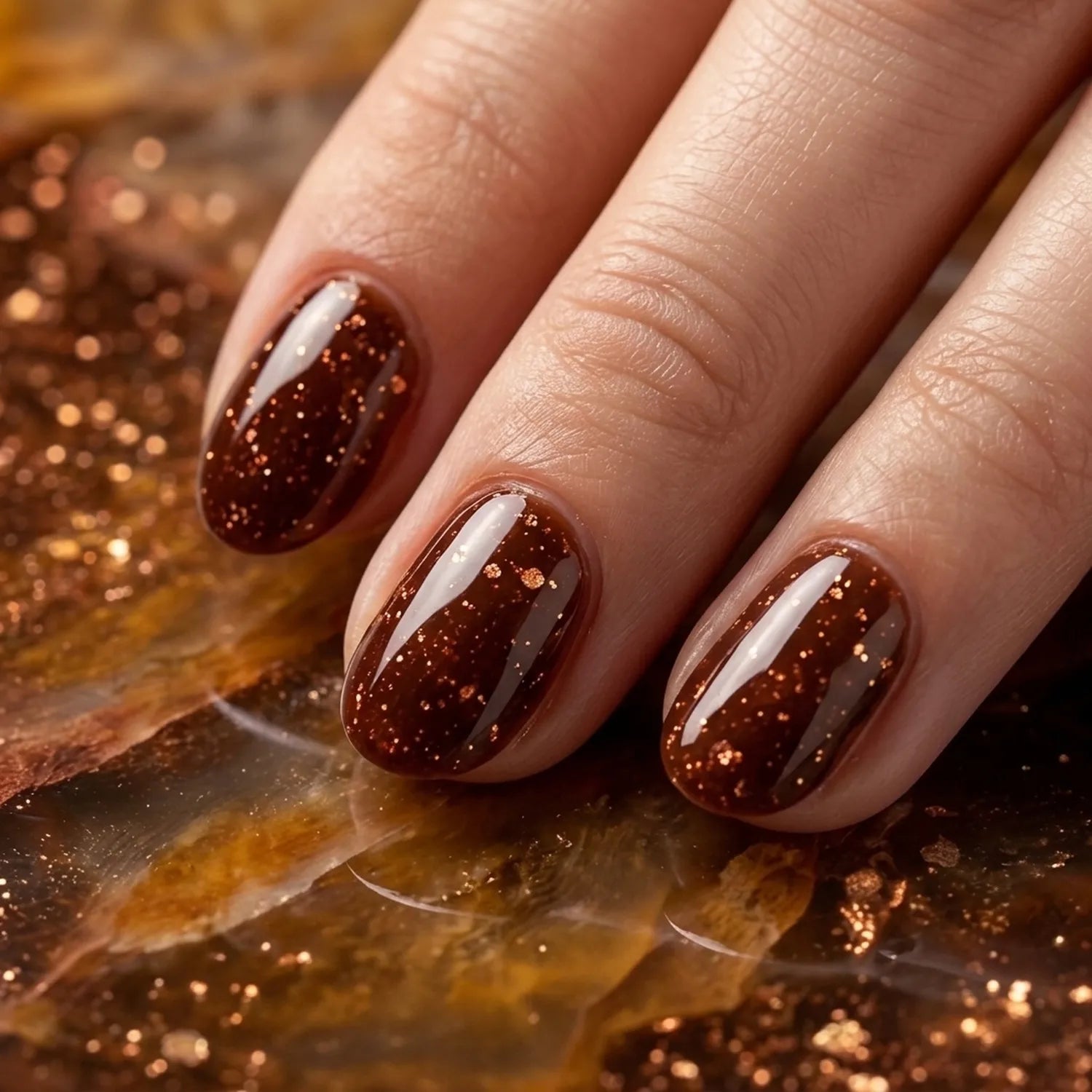 Shellac · Sparkle Autumn Brown 10ml, effekt Shellac, funkeln, gellack, gelpolish, glitter, glitzer, glitzer lacke für Nägel im Nageldesign & Nagelstudios