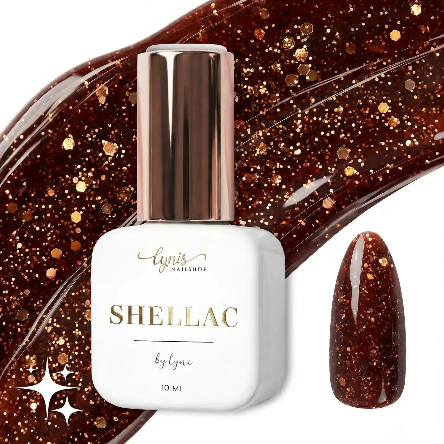 Shellac · Sparkle Autumn Brown 10ml, effekt Shellac, funkeln, gellack, gelpolish, glitter, glitzer, glitzer lacke für Nägel im Nageldesign & Nagelstudios