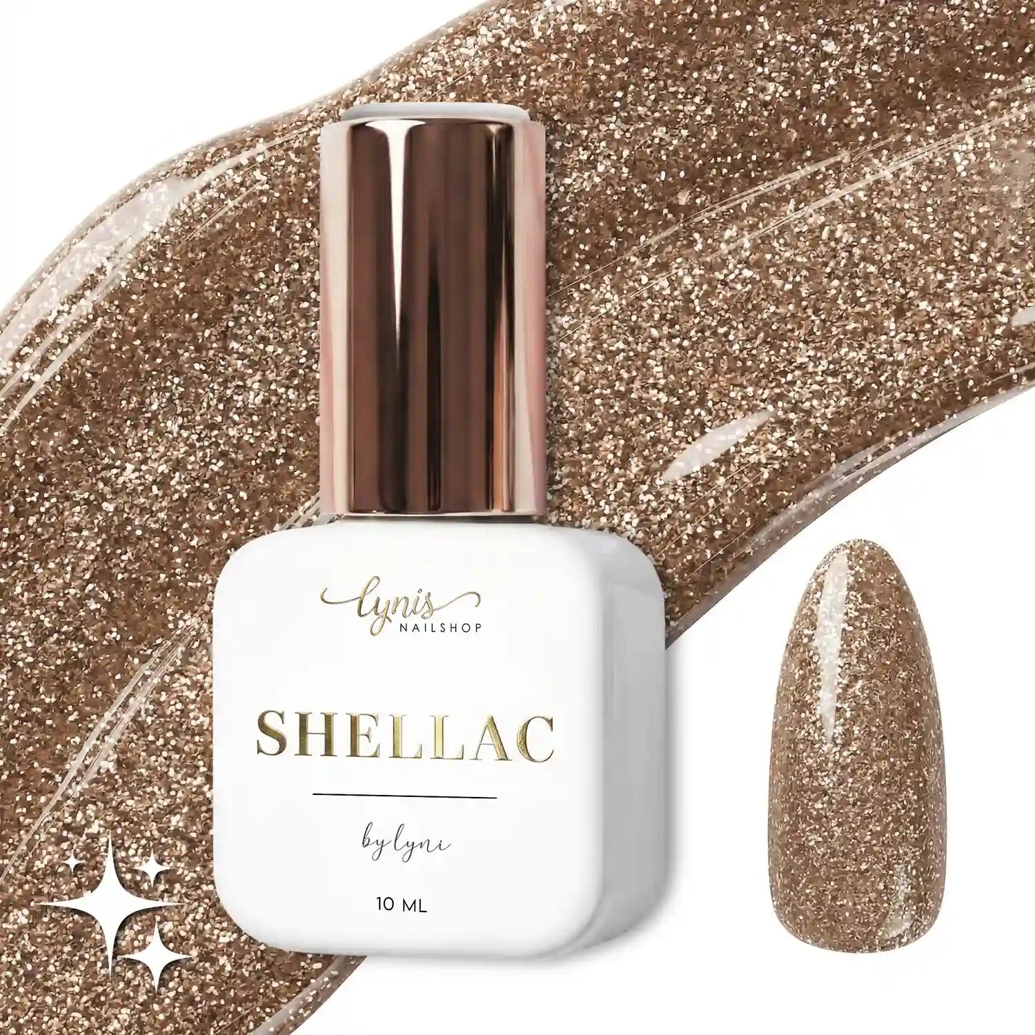 Shellac · Sparkle Autumn Hazel 10ml, effekt Shellac, funkeln, gellack, gelpolish, glitter, glitzer, glitzer lacke für Nägel im Nageldesign & Nagelstudios