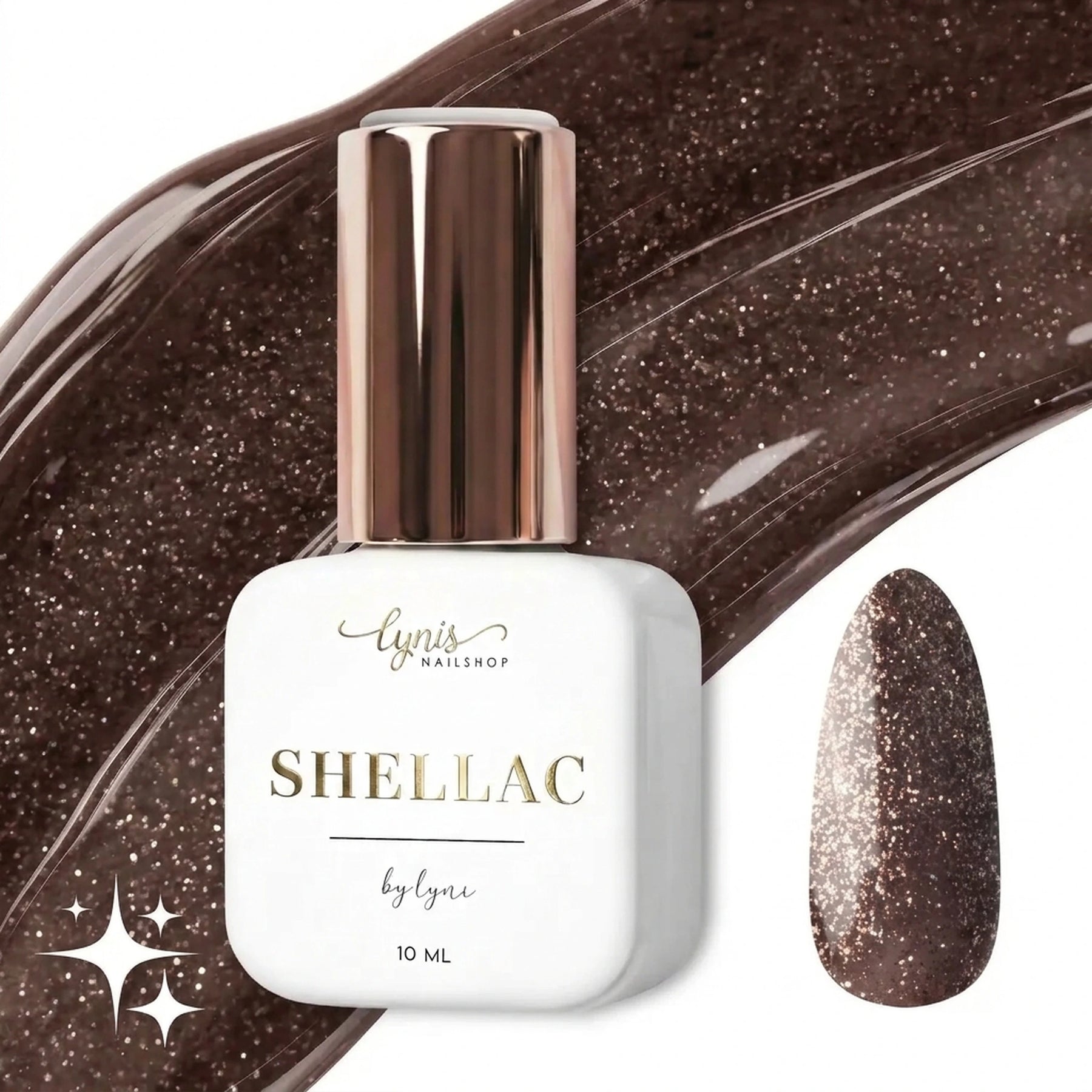 Shellac · Sparkle Autumn Walnut 10ml, effekt Shellac, funkeln, gellack, gelpolish, glitter, glitzer, glitzer lacke für Nägel im Nageldesign & Nagelstudios