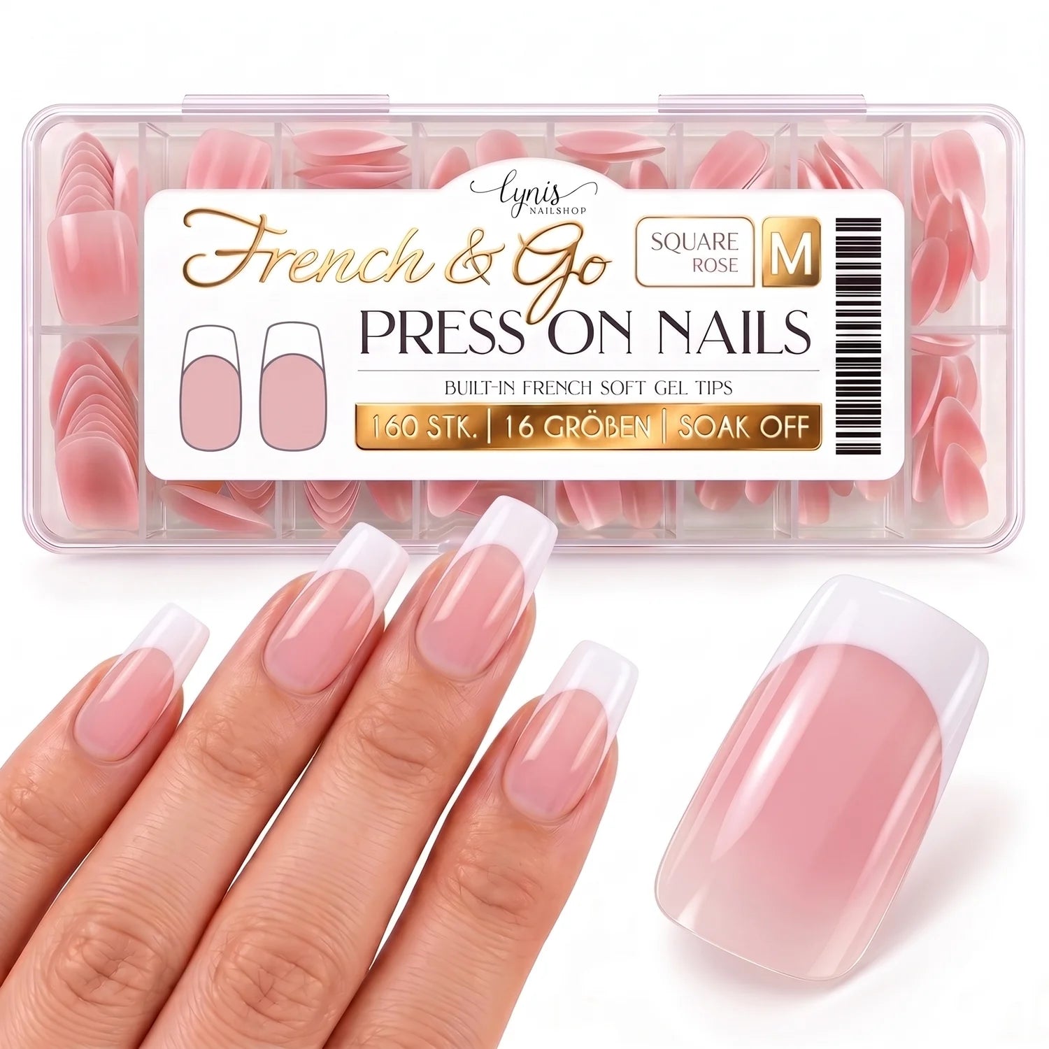 Square Rose · French & Go Pressonnails,  für Nägel im Nageldesign & Nagelstudios