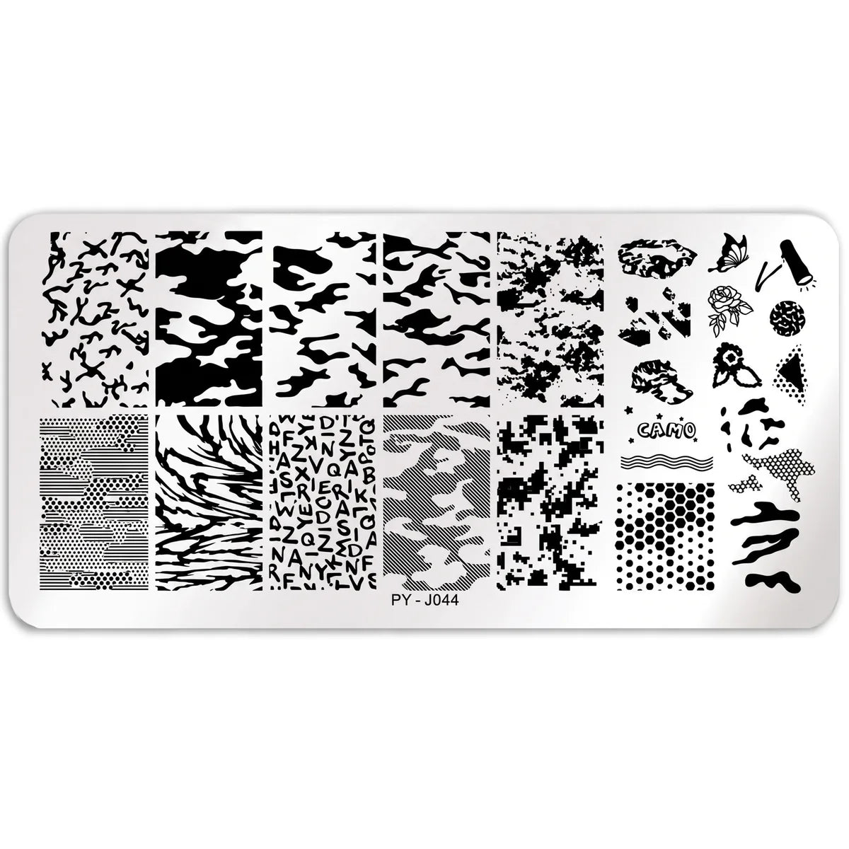 Stamingschablone · Camouflage, hidden, platten, Schablone, stampen, stempeln für Nägel im Nageldesign & Nagelstudios