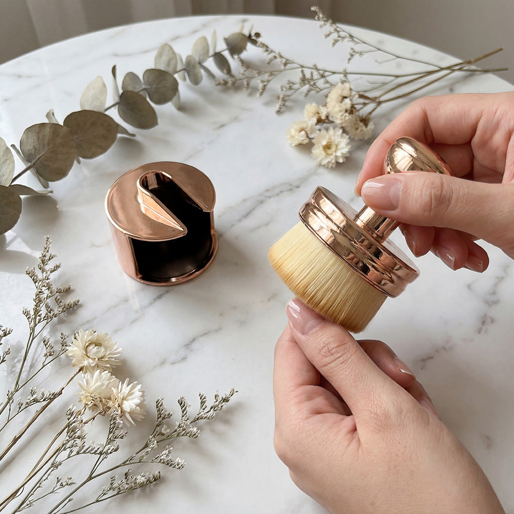 Staubpinsel Rosegold mit Halter