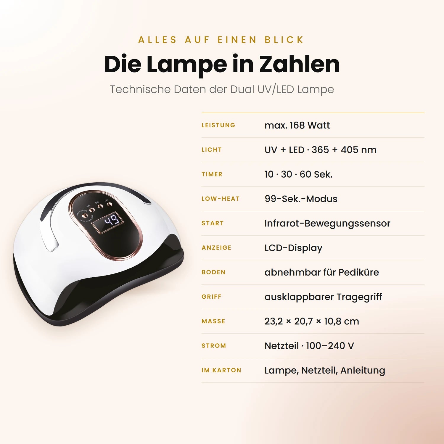 Dual UV/LED Lampe 168W, aushärten, Nagellampe, strahlen für Nägel im Nageldesign & Nagelstudios