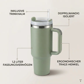 Thermobecher mit Trinkhalm · 1,2 Liter