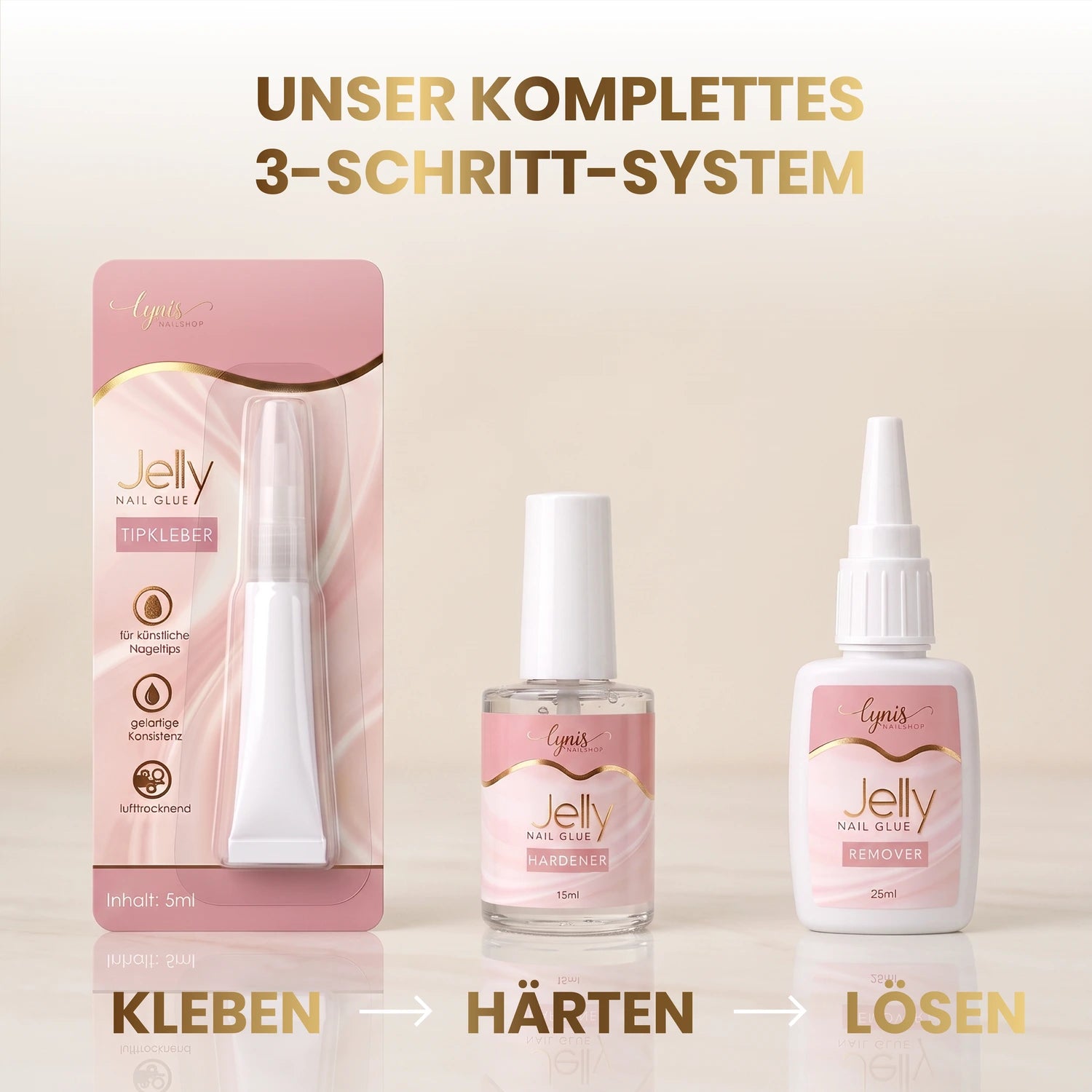 Jelly Nailglue Set, &nbsp;refill gel, aufdr&uuml;ck N&auml;gel, base gel, Basecoat, Basegel, Builder Gel, buildergel, Click it Tips, GelX, Glue Gel, hidden, klebegel, Pinselreinigungsge, press on n&auml;gel, press on nails, Refillgel, Rhinestoneglue, Tip Gel, Verl&auml;ngerungsgel für Nägel im Nageldesign & Nagelstudios