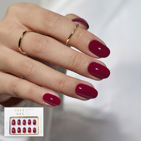 Weinrot Rund · Soft Gel · Press on Nails