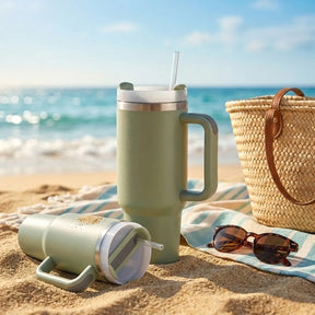 Thermobecher mit Trinkhalm · 1,2 Liter