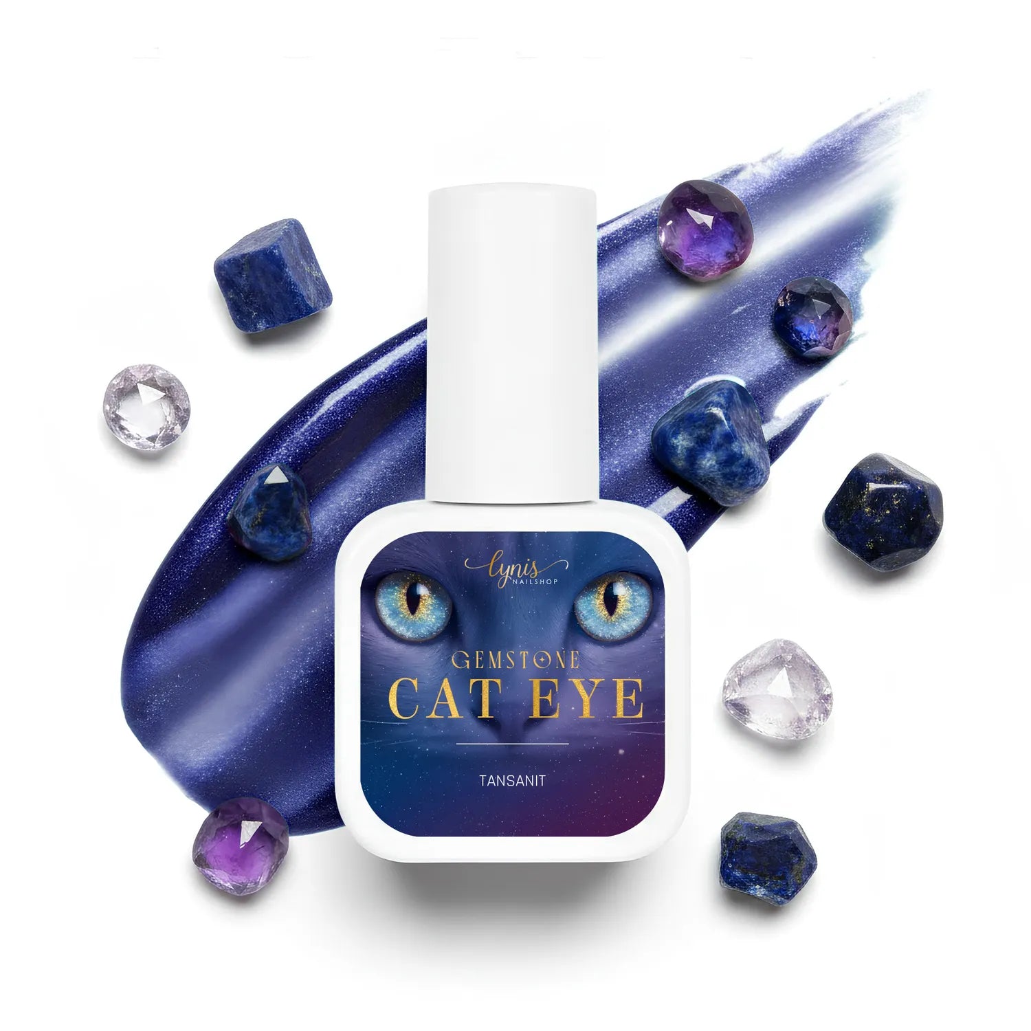 Shellac · Cat Eye Gemstone Tansanit 10ml, Effekt Lack, gel polish, Gellack, Magnet Lack, nail polish, uv lack für Nägel im Nageldesign & Nagelstudios