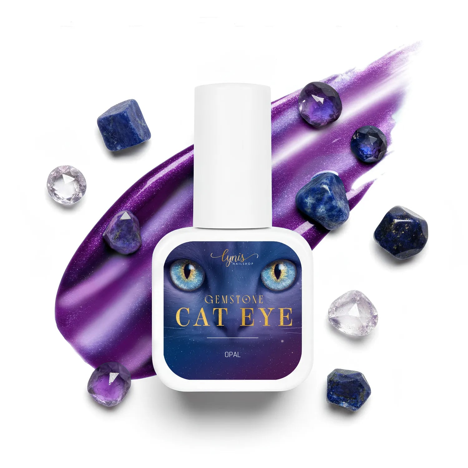 Shellac · Cat Eye Gemstone Opal 10ml, Effekt Lack, gel polish, Gellack, Magnet Lack, nail polish, uv lack für Nägel im Nageldesign & Nagelstudios