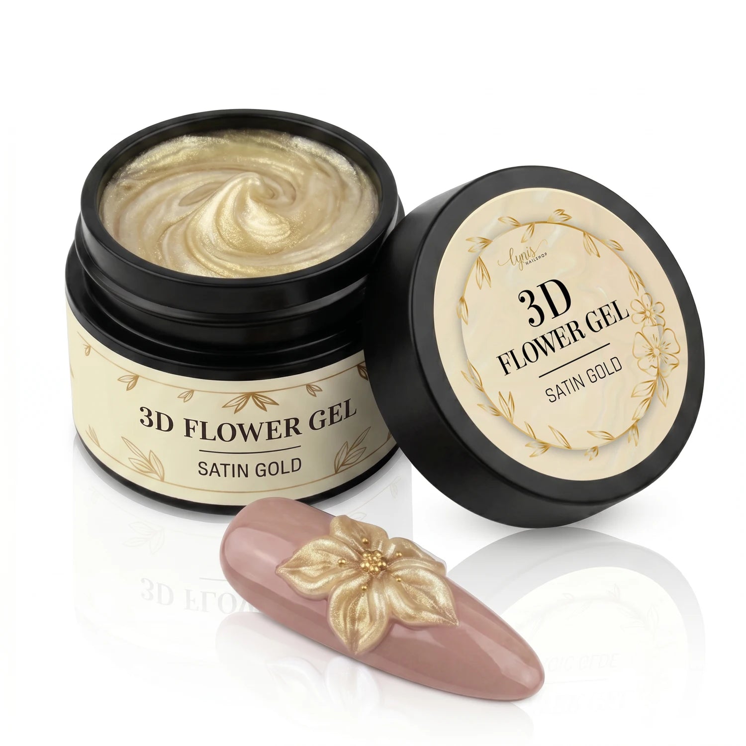3D Flower Gel · Satin Gold 15ml, 3D Blumen, Blumengel für Nägel im Nageldesign & Nagelstudios