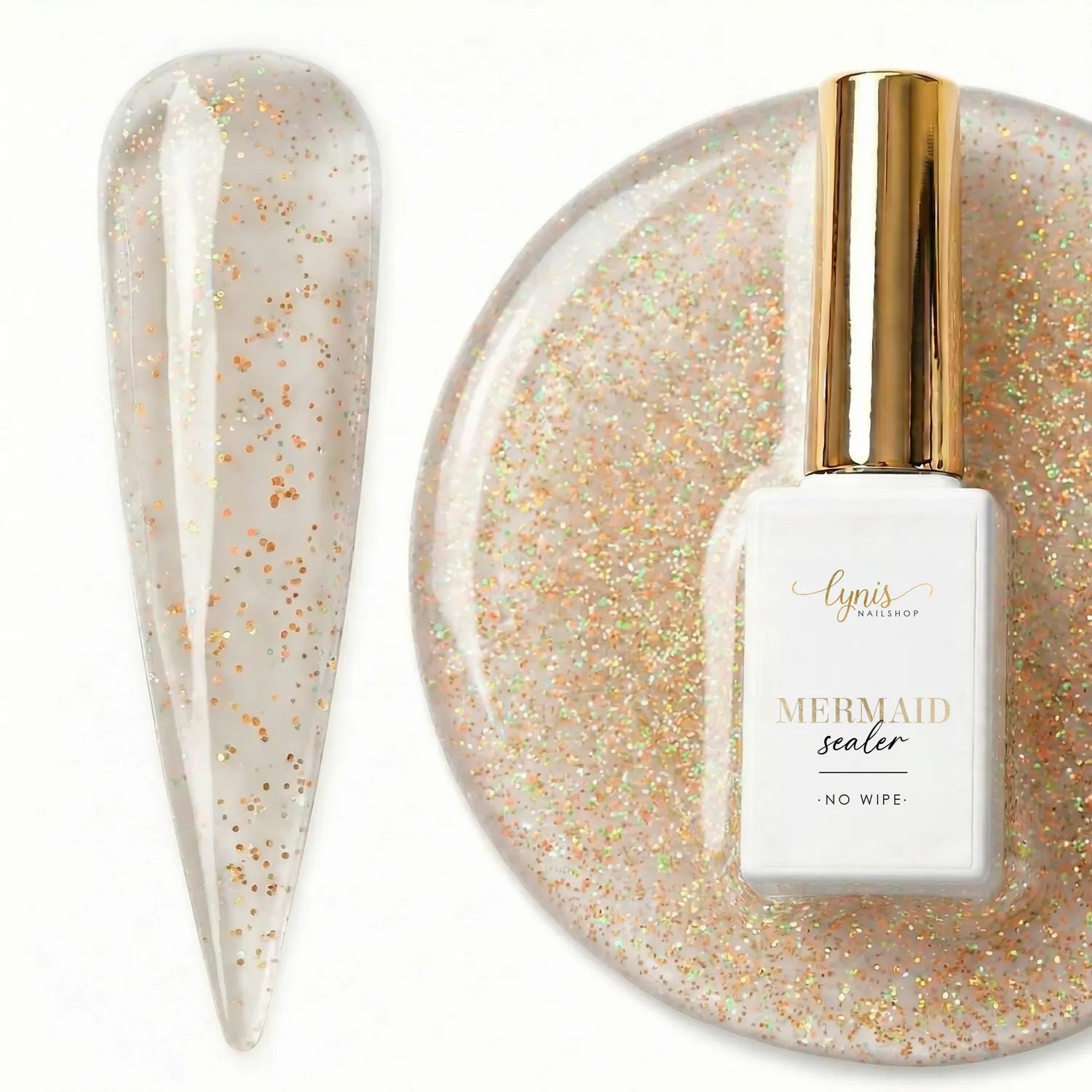 Mermaid Sealer · No Wipe · 10ml*, glanz Versiegler, glimmer, Glitter, Glitzer, schimmer, Top Coat, Versiegelungsgel, Versiegler für Nägel im Nageldesign & Nagelstudios