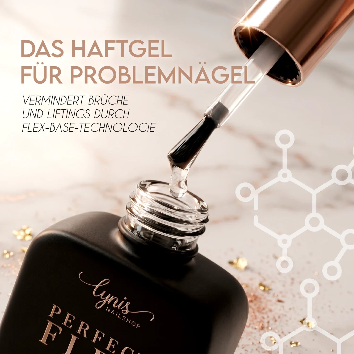 Rubber Base · Perfect Flex Clear*, Acrylgel, Base gegen Liftings, flexibles Aufbaugel, Gel, Gellack, Gelpolish, grundiergel, Haftgel, Shellac, Strasssteinbefestigung für Nägel im Nageldesign & Nagelstudios