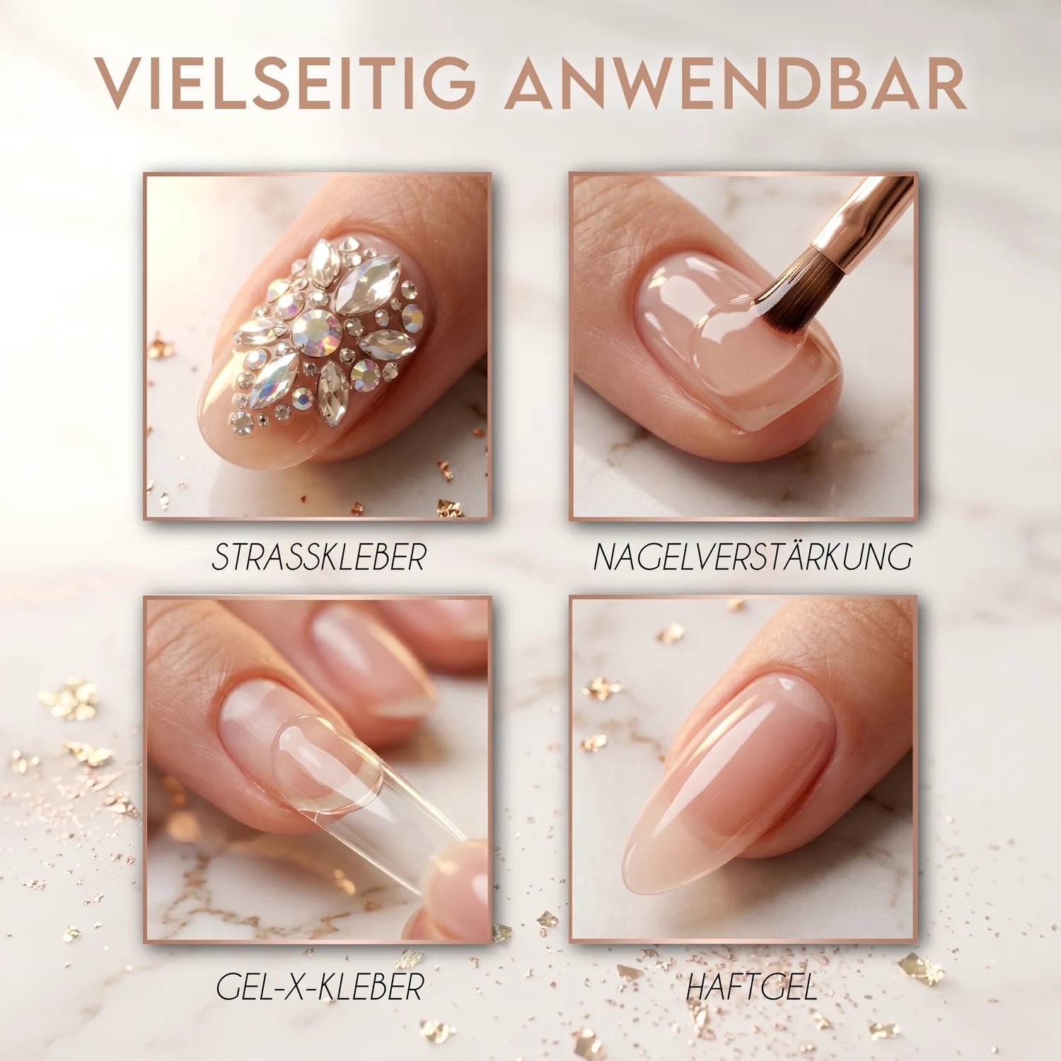 Rubber Base · Perfect Flex Clear*, Acrylgel, Base gegen Liftings, flexibles Aufbaugel, Gel, Gellack, Gelpolish, grundiergel, Haftgel, Shellac, Strasssteinbefestigung für Nägel im Nageldesign & Nagelstudios