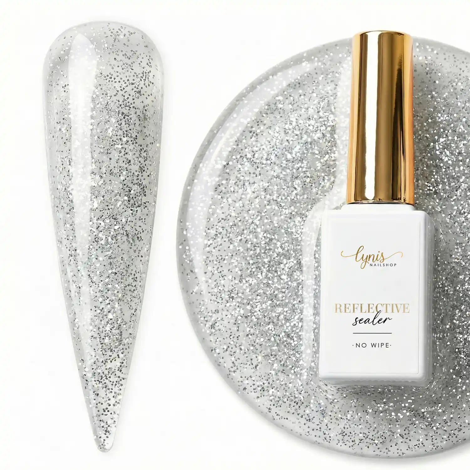 Reflective Sealer · No Wipe · 7,3ml, flash on, glanz Versiegler, glimmer, Glitter, Glitzer, reflektierend, schimmer, Top Coat, Versiegelungsgel, Versiegler für Nägel im Nageldesign & Nagelstudios
