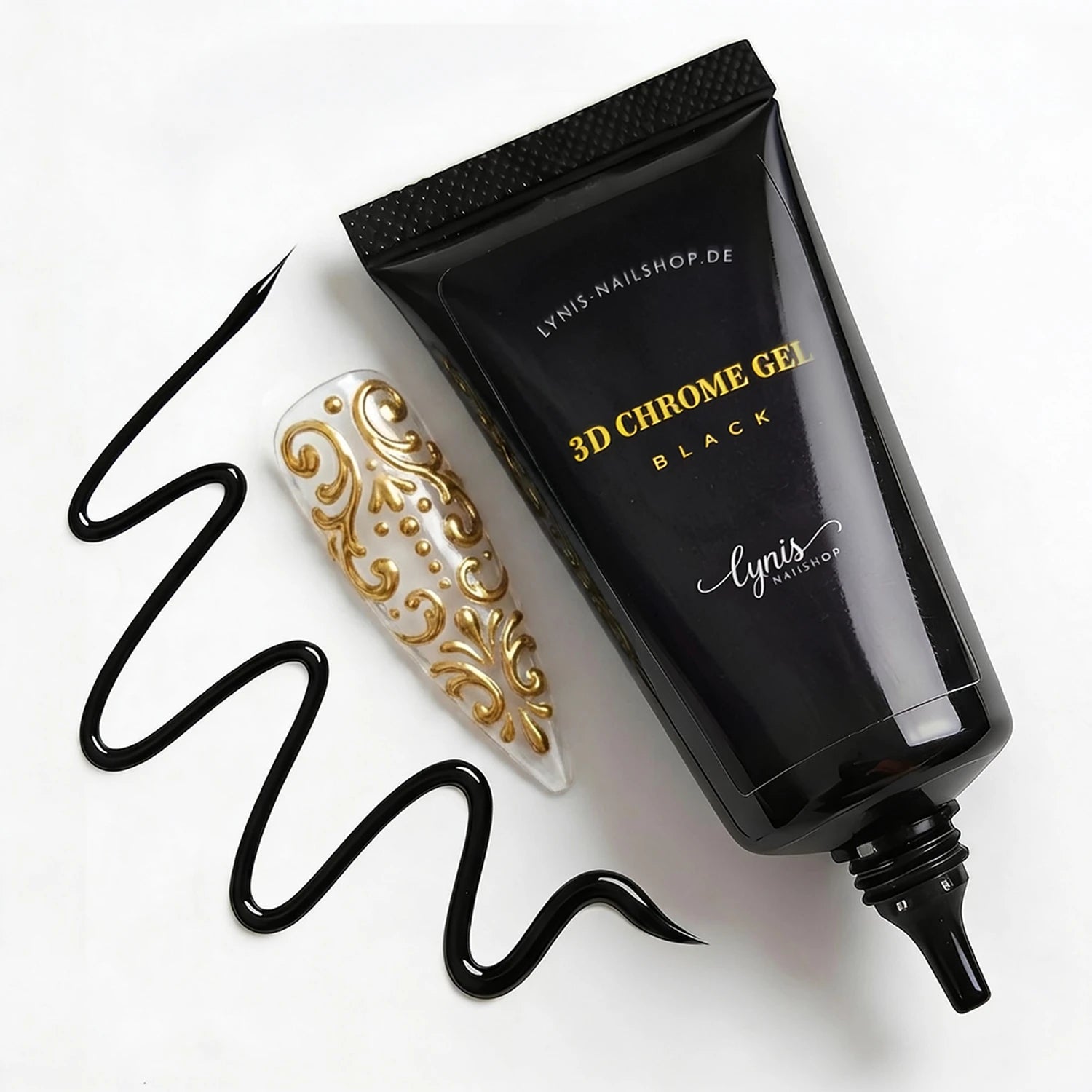 3D Chrome Gel · Black 30ml, 3D Design Gel, 3D Nail Art Gel für Nägel im Nageldesign & Nagelstudios