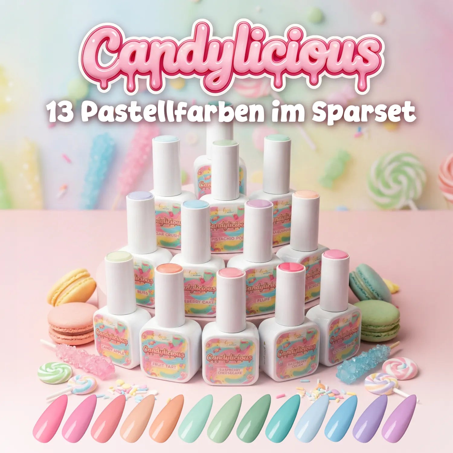 Shellac · Candylicious Set 10ml, gel polish, nail polish, remove-atc, uv lack für Nägel im Nageldesign & Nagelstudios